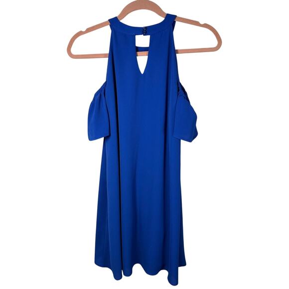 Lily Rose Royal Blue Cold Shoulder Key Hole Mini Dress Women's XS - Picture 4 of 8